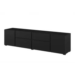 Mobile tv 195x48h cm 2 ante 2 cassetti 2 ribaltine nero Edge