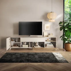 Mobile TV 241x67h cm 2 ante 1 cassetto beige rovere chiaro Witty
