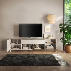 Mobile TV 241x67h cm 2 ante 1 cassetto beige rovere scuro Witty