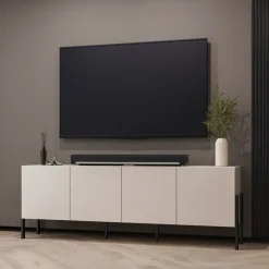Mobile TV 200x70h cm 4 ante moderno beige cashmere Simple