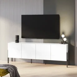 Mobile TV 200x70h cm 4 ante moderno bianco Simple