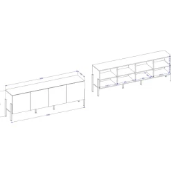 Mobile TV 200x70h cm 4 ante moderno bianco Simple