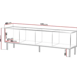 Mobile TV 191x58h cm 4 ante noce scuro con frontali serigrafati Savanna