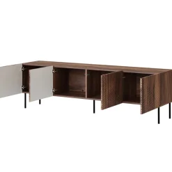 Mobile TV 191x58h cm 4 ante noce scuro con frontali serigrafati Savanna
