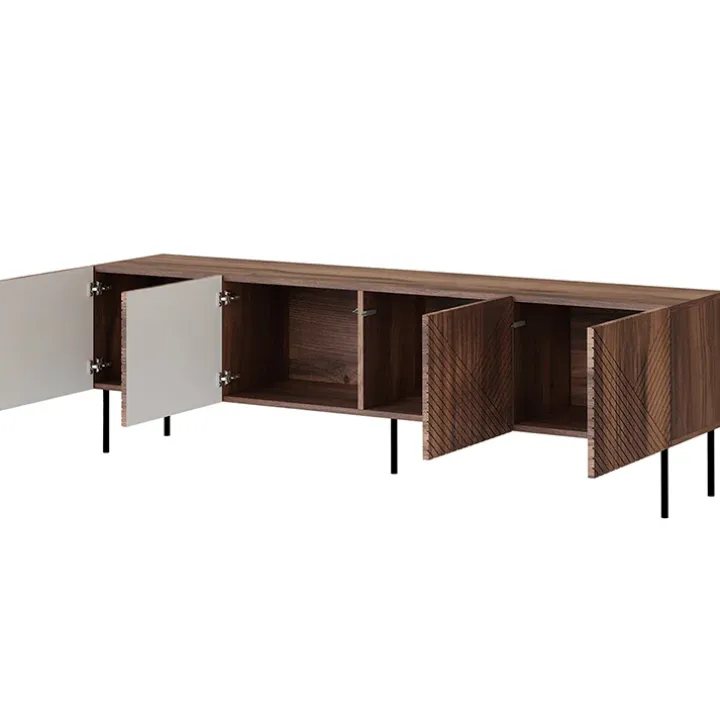 Mobile TV 191x58h cm 4 ante noce scuro con frontali serigrafati Savanna