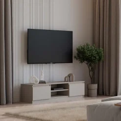 Mobile TV 140x36h cm 2 ante 2 vani a giorno tortora Kitri