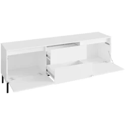 Mobile TV 174x60h cm 2 cassetti design cannettato bianco Strike