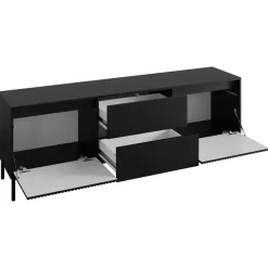 Mobile TV 174x60h cm 2 cassetti design cannettato nero Strike