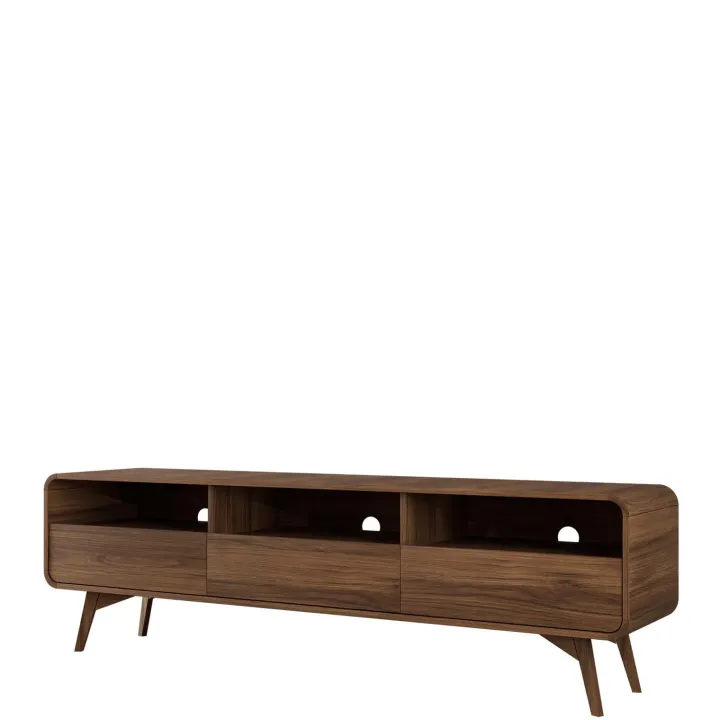 Mobile tv 180x53h cm 3 cassetti 3 vani a vista rovere scuro Walden