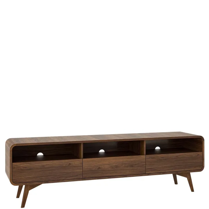 Mobile tv 180x53h cm 3 cassetti 3 vani a vista rovere scuro Walden