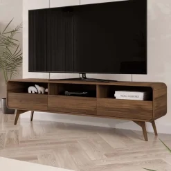 Mobile tv 180x53h cm 3 cassetti 3 vani a vista rovere scuro Walden