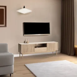 Mobile TV 159x53h cm design cannettato rovere Colby