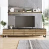 Mobile TV 200x40h cm design rustico cannettato rovere nero List
