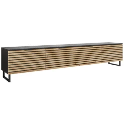 Mobile TV 200x40h cm design rustico cannettato rovere nero List