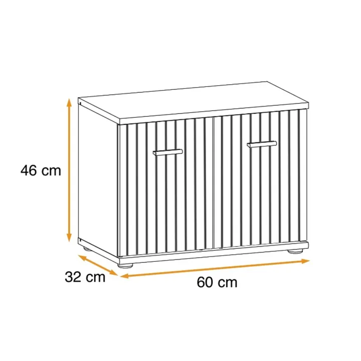 Modulo basso ingresso 2 ante 60x46h cm stampa a righe rovere rustico antracite California Gihome®