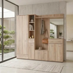 Pannello parete con mensola e appendiabiti 60x157h cm rovere sonoma California Gihome®