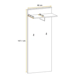 Pannello parete con mensola e appendiabiti 60x157h cm rovere sonoma California Gihome®