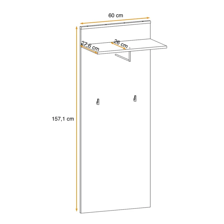 Pannello parete con mensola e appendiabiti 60x157h cm rovere sonoma California Gihome®