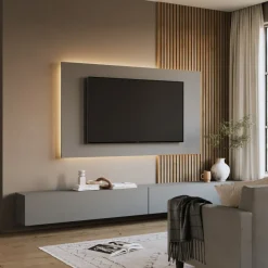 Pannello porta tv 180x100h cm grigio scuro Sunset