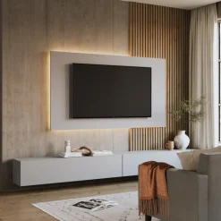 Pannello porta tv 180x100h cm grigio chiaro Sunset