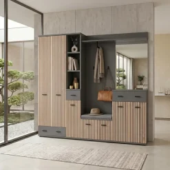 Pannello specchio con mensola 60x106h cm antracite California Gihome®
