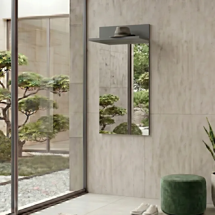 Pannello specchio con mensola 60x106h cm antracite California Gihome®