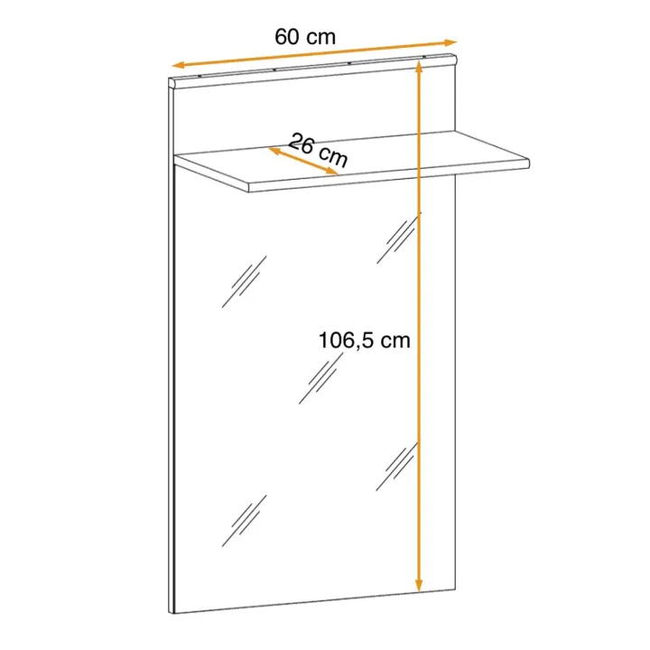 Pannello specchio con mensola 60x106h cm antracite California Gihome®