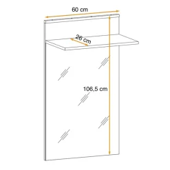 Pannello specchio con mensola 60x106h cm rovere sonoma California Gihome®