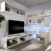 Parete attrezzata componibile 260x175h cm rovere bianco lucido Emily