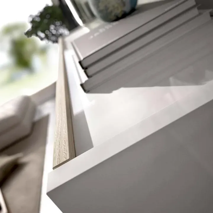 Parete attrezzata componibile 260x175h cm rovere bianco lucido Emily