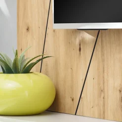 Parete attrezzata con biocamino 200x150h cm pannello effetto geometrico grigio perla rovere Luvox