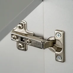 Parete attrezzata con biocamino 160x120h cm pannello effetto cannettato grigio perla rovere Luvox