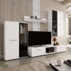 Parete attrezzata con vetrina 235x180h cm bianco nero Leeds