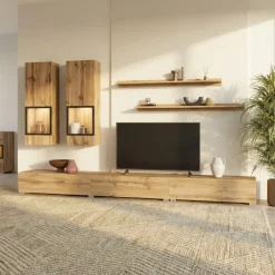 Parete attrezzata moderna 270x176h cm rovere rustico Emotion Gihome®