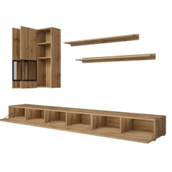 Parete attrezzata moderna 270x176h cm rovere rustico Emotion Gihome®