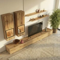 Parete attrezzata moderna 270x176h cm rovere rustico Emotion Gihome®