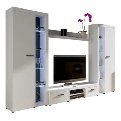 Parete attrezzata soggiorno 300x190h cm con porta tv bianco Haarlem