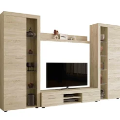 Parete attrezzata soggiorno 300x190h cm con porta tv rovere Haarlem