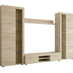 Parete attrezzata soggiorno 300x190h cm con porta tv rovere Haarlem