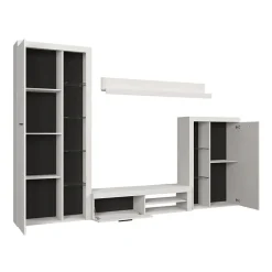 Parete attrezzata soggiorno 270x190h cm con porta tv bianco Haarlem