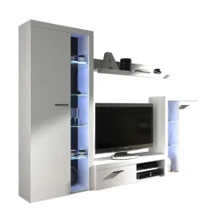 Parete attrezzata soggiorno 270x190h cm con porta tv bianco Haarlem