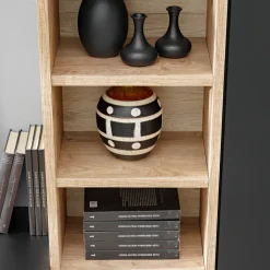 Parete attrezzata soggiorno 240x130h cm moderna nero opaco rovere Definity