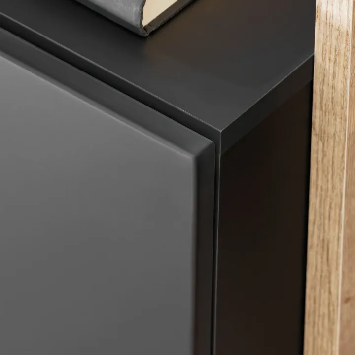 Parete attrezzata soggiorno 240x130h cm moderna nero opaco rovere Definity