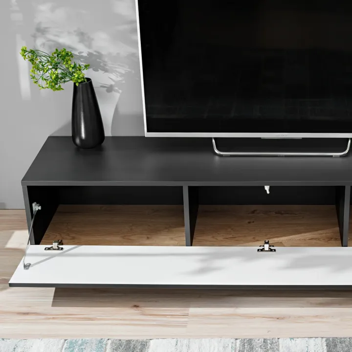 Parete attrezzata soggiorno 240x130h cm moderna nero opaco rovere Definity