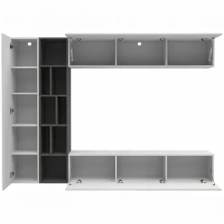 Parete attrezzata sospesa 224x160h cm moderna bianco grafite Artemisia