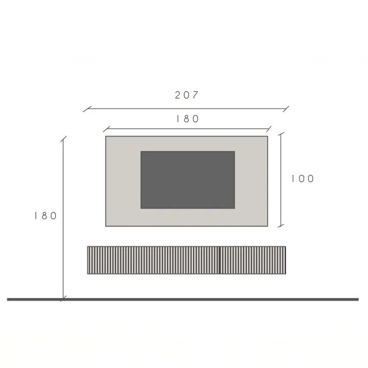 Parete attrezzata sospesa 207x180h cm effetto travertino rovere chiaro Sunset Decor 1046
