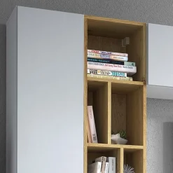 Parete attrezzata sospesa 224x160h cm moderna bianco rovere Artemisia
