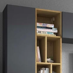 Parete attrezzata sospesa 224x160h cm moderna antracite rovere Artemisia
