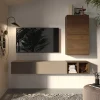 Parete attrezzata sospesa 194x160h cm salvaspazio rovere scuro tortora Sunset 47