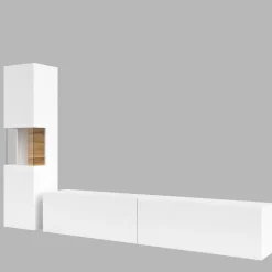 Parete attrezzata sospesa 226x140h cm bianco rovere Fusion 1